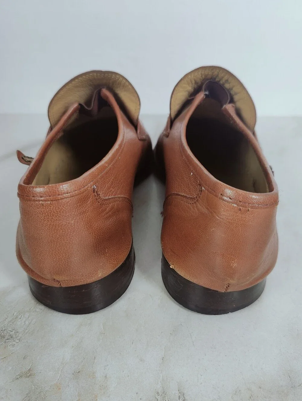 VTG French Shriner Men's Brown Leather Tassel Loafers Moc Toe, Sz 11